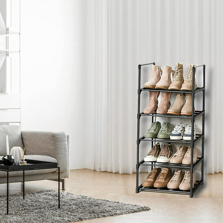VTRIN Large Shoe Rack Organizer, tall metal rack Holds 62-66 Pairs, 8 Tiers  Space Saving Shoe Shelf Storage with Side hanging pockets for Living Room
