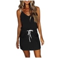 thumbnail image 1 of Pompotops Robe d'Été Décontractée pour Femme, Mode, Taille, Poches, Camis, Sans Manches, Col en V, 1 of 6