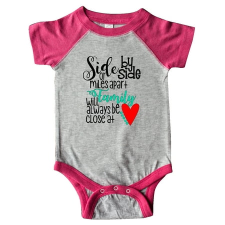

Inktastic Side by Side or Miles Apart Family Will Always be Close Gift Baby Boy or Baby Girl Bodysuit