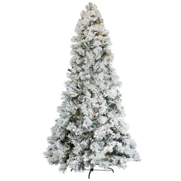 Vickerman 9' x 59" Flocked Atka Slim Half Christmas Tree, Dura-Lit® LED Warm White Mini Lights.