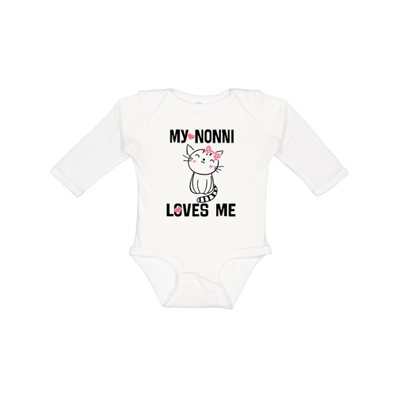 Inktastic Nonni Loves Me Granddaughter Kitty Cat Girls Long Sleeve Baby Bodysuit