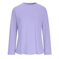 thumbnail image 5 of Nmnitkp Women's UPF 50+ Sun Protection Long Sleeve Shirt, Round Neck Quick Dry Workout Top, Lightweight Breathable UV Tee for Hiking Running Daily Wear Purple,XL, 5 of 7