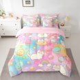 thumbnail image 3 of Manfei Cute Rainbow Cat Queen Bedding, Cartoon Dessert Cake Bedding Comforter Set Queen, Pink Blue, Pink Reversible, 7-Piece, 3 of 6
