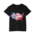 thumbnail image 3 of Jinhomg Toddler Boys Girls 4th of July T-shirts Kids American Flag Graphic Tees Soft Cotton Short Sleeve Crewneck Tee Tops Prime Big Deal Days Black 7 Years, 3 of 6