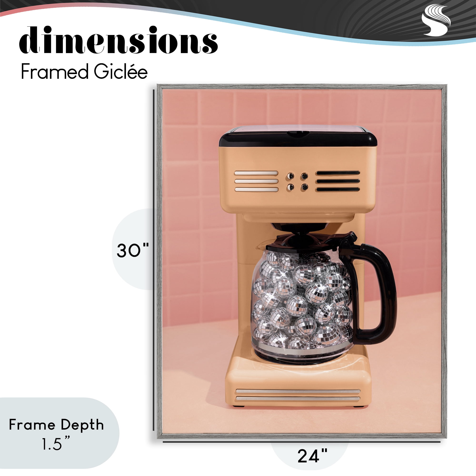 Stupell Industries Disco Coffee Maker over Orange Gray Framed Giclee Art, design by LISH Creative