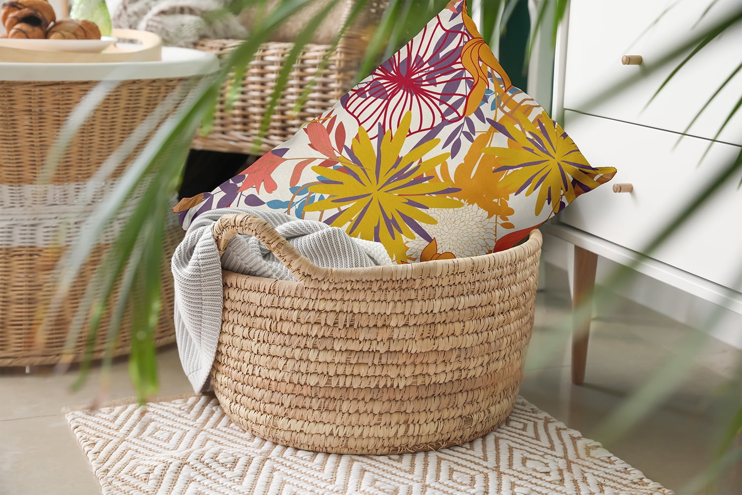 20" x 14" Simply Daisy Jumble Floral Polyester Accent Pillow, Mustard Qty 1