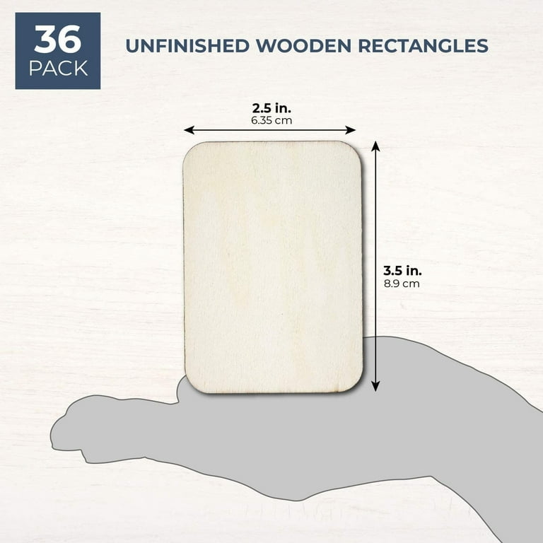 60 Pack 2x2 Wood Squares for Crafts, 2.5mm Unfinished Wood Cutouts with  Rounded Corners