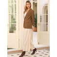 thumbnail image 4 of DARING DIVA Women's Corduroy Ruched Sleeve Lapel Pockets Blazer Jacket XS Brown, 4 of 6