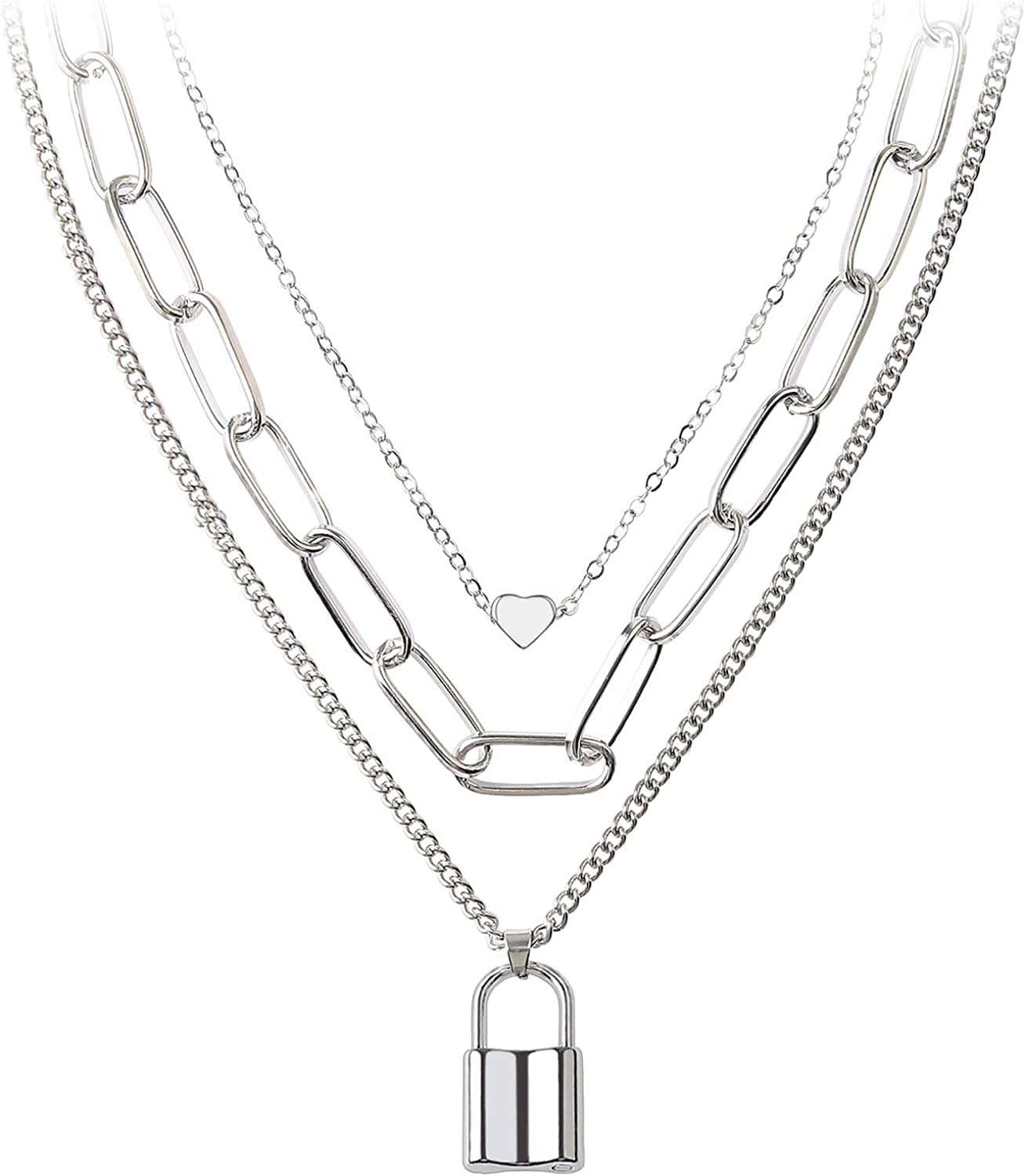 BVROSKI Lock Key Pendants Chains Necklace Set for Eboy Egirl Men Male Emo  Goth Women Teen Girls Boys Jewelry Pack for Pants Punk Play 