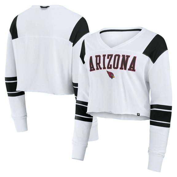 Women's Fanatics White Arizona Cardinals Stretch Cropped Fashion Long Sleeve T-Shirt