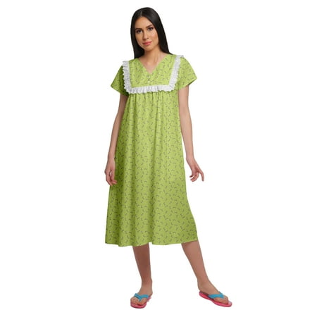 

Moomaya WoMen s V-Neck Nursing Sleepwear Printed Short Sleeve Nightdress