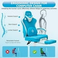 thumbnail image 6 of HOFFREE Gaming Chair Computer Chair with Speakers Massage Game Chairs with Footrest Bluetooth High Back Ergonomic Computer Gaming Chairs for Adults Reclining Video Gamer Chair Sky Blue and White, 6 of 9