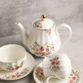 thumbnail image 2 of Porcelain Tea Sets British Royal Series, 8 OZ Cups & Saucer Service for 6, with Teapot Sugar Bowl Cream Pitcher Teaspoons and Tea Strainer, Suitable for High Tea, Wedding, Party（Rose Flower）, 2 of 5