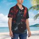 thumbnail image 3 of Balery Red Moon Shark Sailboat Camisas hawaianas de manga corta para hombre, camisas playeras de corte holgado, camisas de vacaciones con botones,Small, 3 of 7