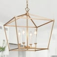 thumbnail image 2 of LNC 4-Light Matte Gold and White Modern Cage Chandelier for Kitchen Island, 2 of 16