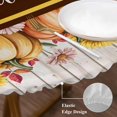 thumbnail image 3 of Orange Pumpkins Round Tablecloth, Fitted Table Cover with Elastic for 36"-44" Round Tables, Sunflower Yellow Farmhouse Wooden Table Cloth Outdoor Indoor Dinning Party Waterproof Tablecloths, 3 of 7