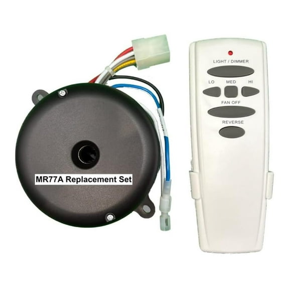 MR77A Replacement Ceiling Fan Control Set for The Hampton Bay Altura Model 68". The New UC7301R-03 Receiver and UC7078T Control are Plug & Play.