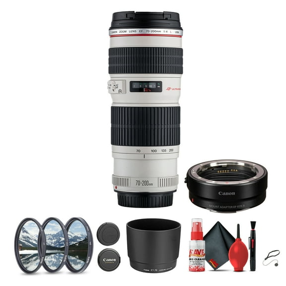 Canon EF 70-200mm f/4L USM Telephoto Zoom Lens Bundle with EF-EOS R Adapter for DSLR Cameras (International Model)
