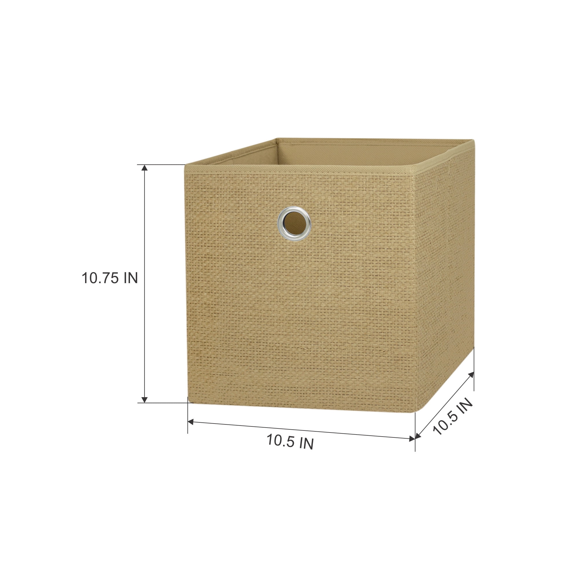 Mainstays Collapsible Fabric Cube Storage Bins (10.5" x 10.5"), Natural Textured, 4 Pack