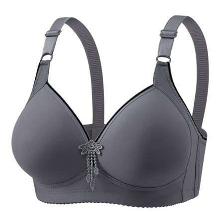 Ndbuld Plus Size Bras for Women Wireless Women s Bra Soild Wire Underwear Bra Everyday Comfortable Breathable Bra Underwear Clearance Sales online Deals XXXL Dark Gray