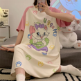 thumbnail image 1 of Vestido de dormir de algodón de verano para mujer, vestido de manga corta de largo medio, ropa de dormir de estilo veraniego, ropa para el hogar, nueva llegada 2024, 1 of 4