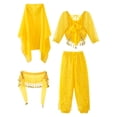 thumbnail image 6 of inhzoy Girls Indian Belly Dance Outfit Crop Top Ruffled Pants Hip Scarf Headscarf Festival Dancewear Yellow-A M, 6 of 7