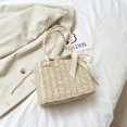thumbnail image 3 of Bolso Mano Portátil Tejido Hecho A Mano para Playa Bolso Tipo Cesta Con Cinta Ratán (Beige), 3 of 9