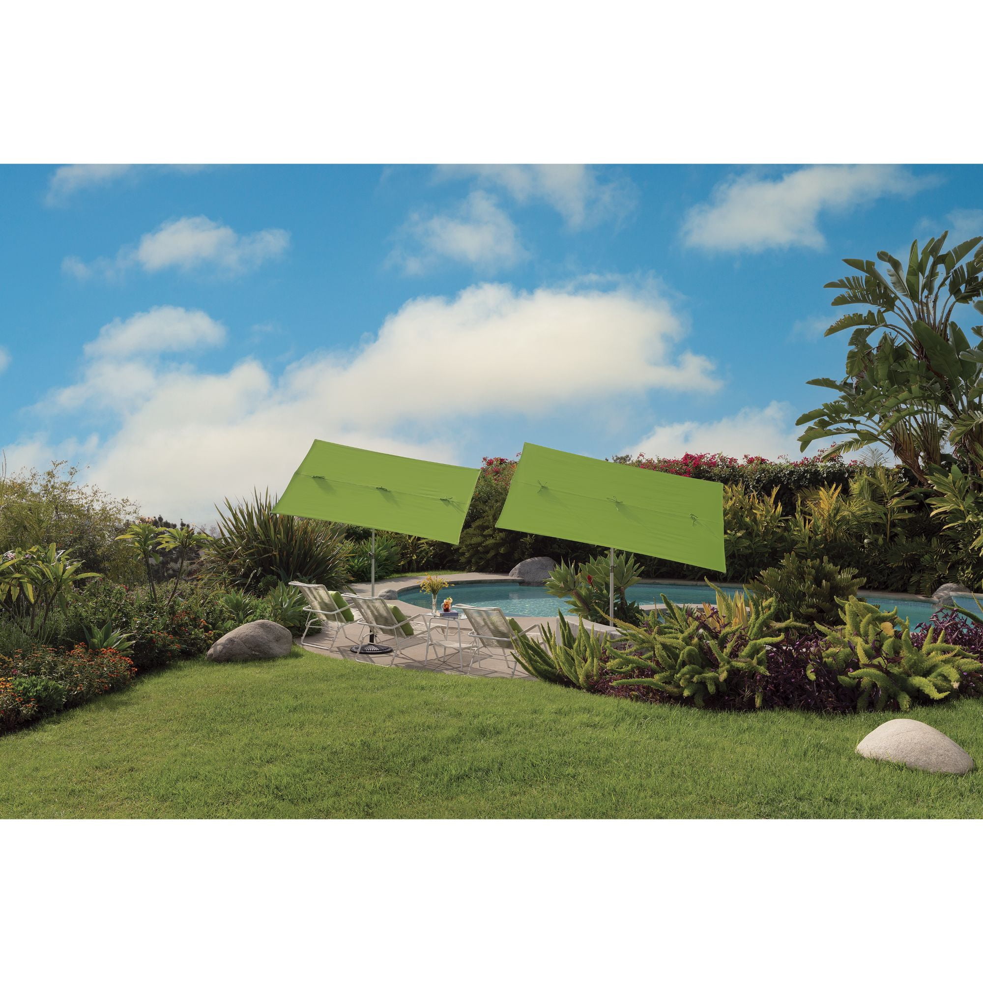 SimplyShade 6.75' Outdoor Patio Rectangle Balcony Umbrella, Green