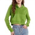 thumbnail image 2 of Sudadera con capucha corta con cremallera y manga larga para niñas, informal, con bolsillos, para niñas de 4 a 12 años, 2 of 8