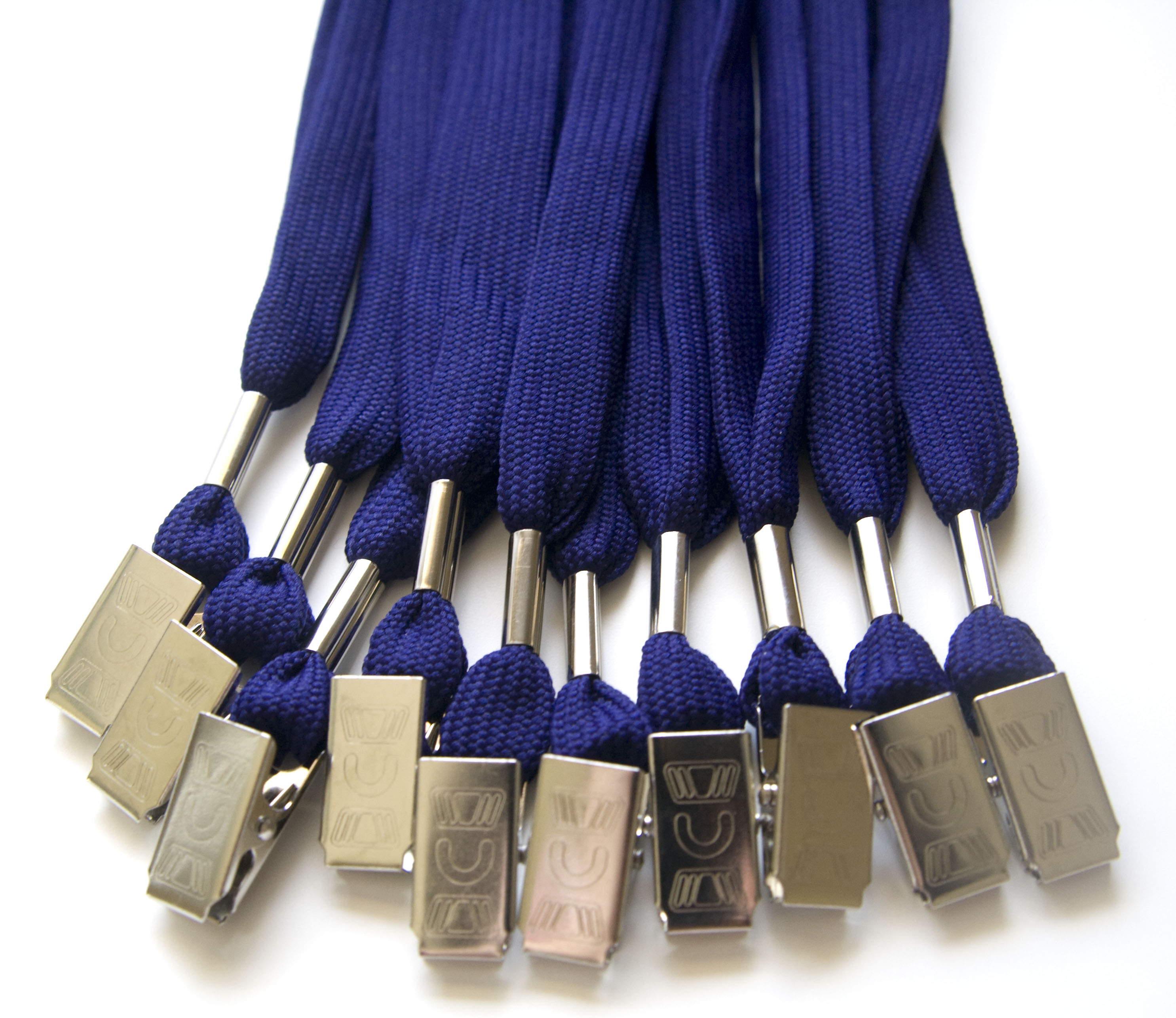 100pcs Flat ID Neck Lanyards for Badges with Bulldog Clip, Navy Blue by OnDepot