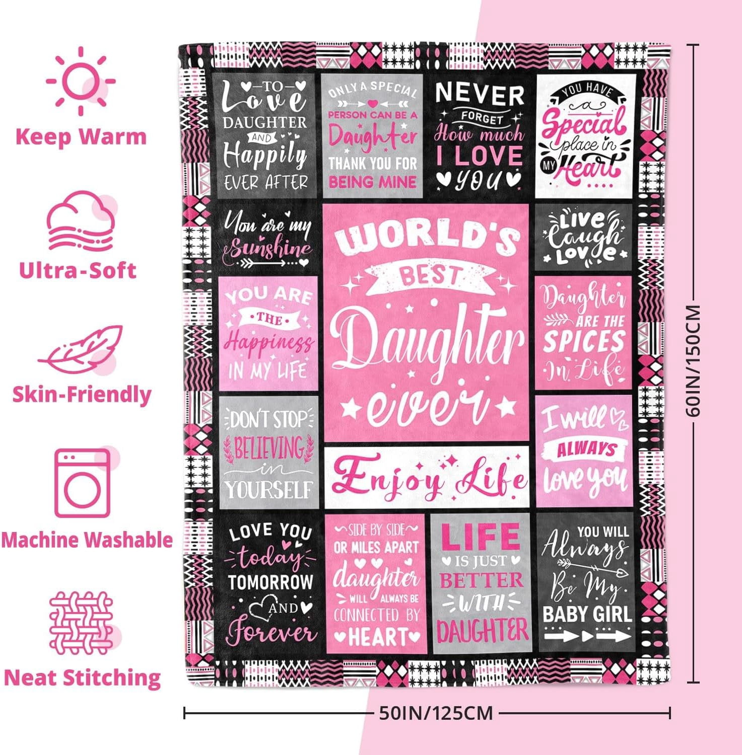 Daughter Gifts Daughter Birthday Gift Daughter Gifts from Mom Dad Birthday Gifts for Daughter Adult Christmas Valentines Day Mothers Day Birthday Gifts for Daughter to My Daughter Blanket