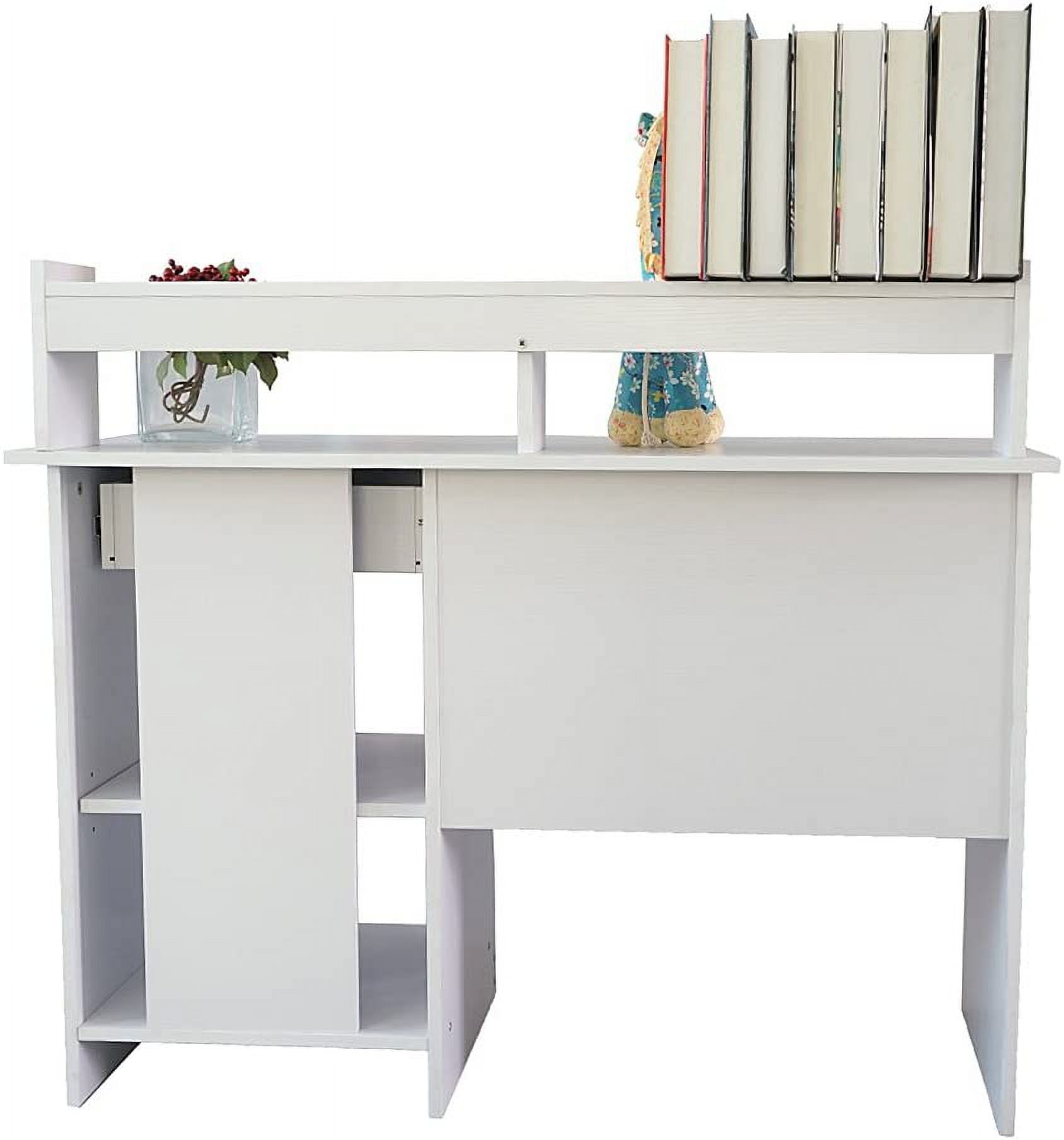 FCH Computer Desk, Multifunctional Workstation, w/Drawers, Keyboard Tray & Hutch, Modern Home Office Desks Suitable for Gaming, Studying, Home Office, White