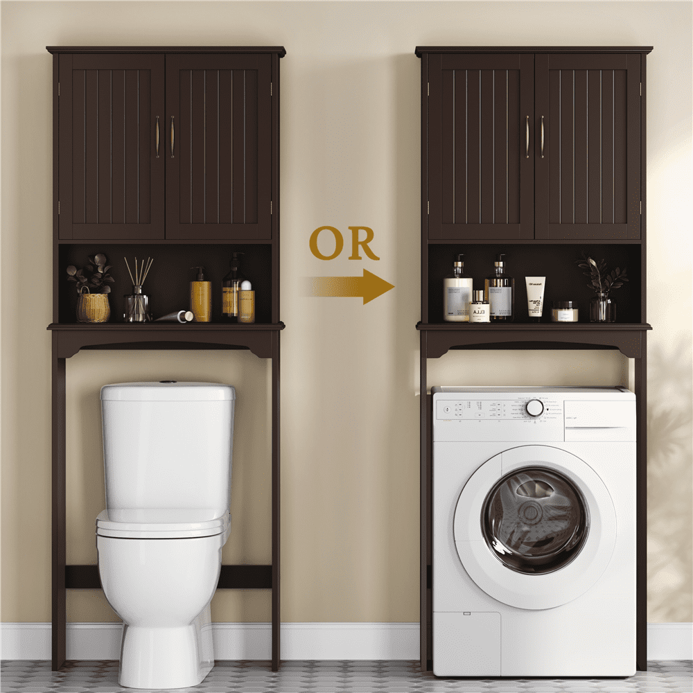 Renwick Above Toilet Bathroo Cabinet Free Standing Toilet Organizer with Adjustable Shelf, Espresso
