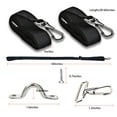thumbnail image 2 of 2 Pcs Adjustable Bimini Top Straps Black, Marine Tension Tie Down Webbing Straps with Loop Snap Hooks + Pad Eye Straps,28"~60" Stainless Steel Boat Awning Hardware, 2 of 7