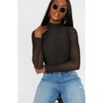 thumbnail image 1 of Urban Planet Women's Mesh Mock Neck Long Sleeve Bodysuit, 1 of 4
