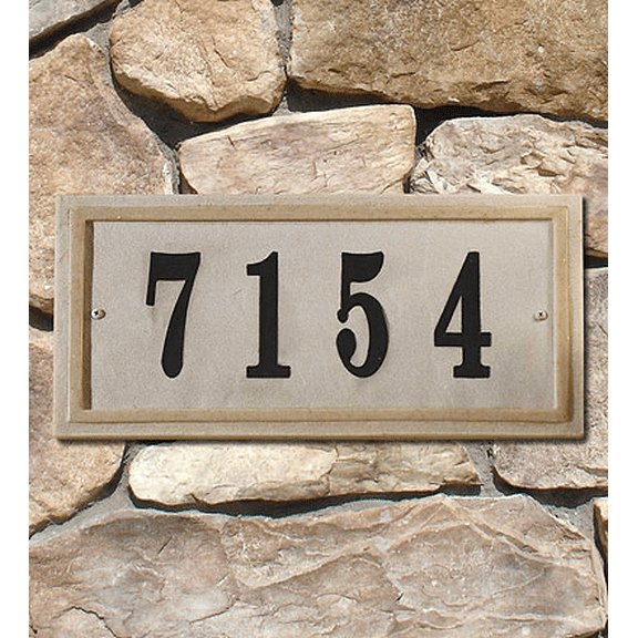 Chesterfield Rectangle Crushed Stone Address Plaque in Sandstone Color