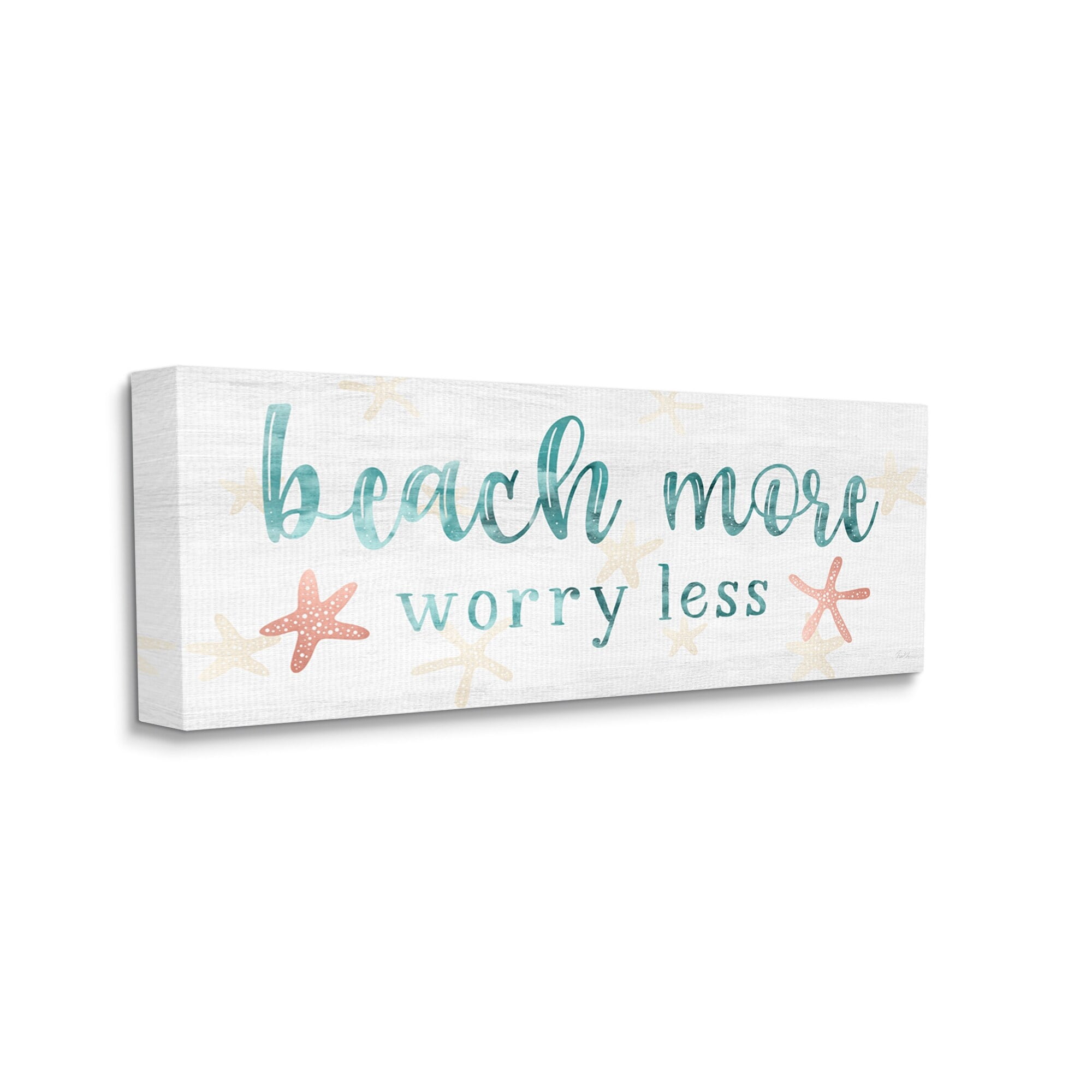 Stupell Industries Beach More Worry Less Nautical Sign Red Starfish, 48 x 20,Design by Natalie Carpentieri