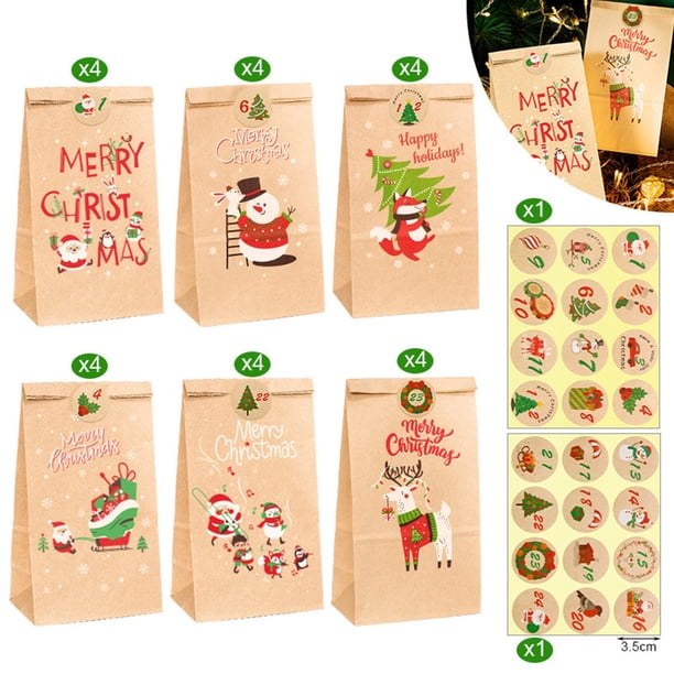 Calendario De Adviento DIY De Yute – Kit Con 24 Bolsas, Cuerda, Pinzas Y Pegatinas Para Rellenar