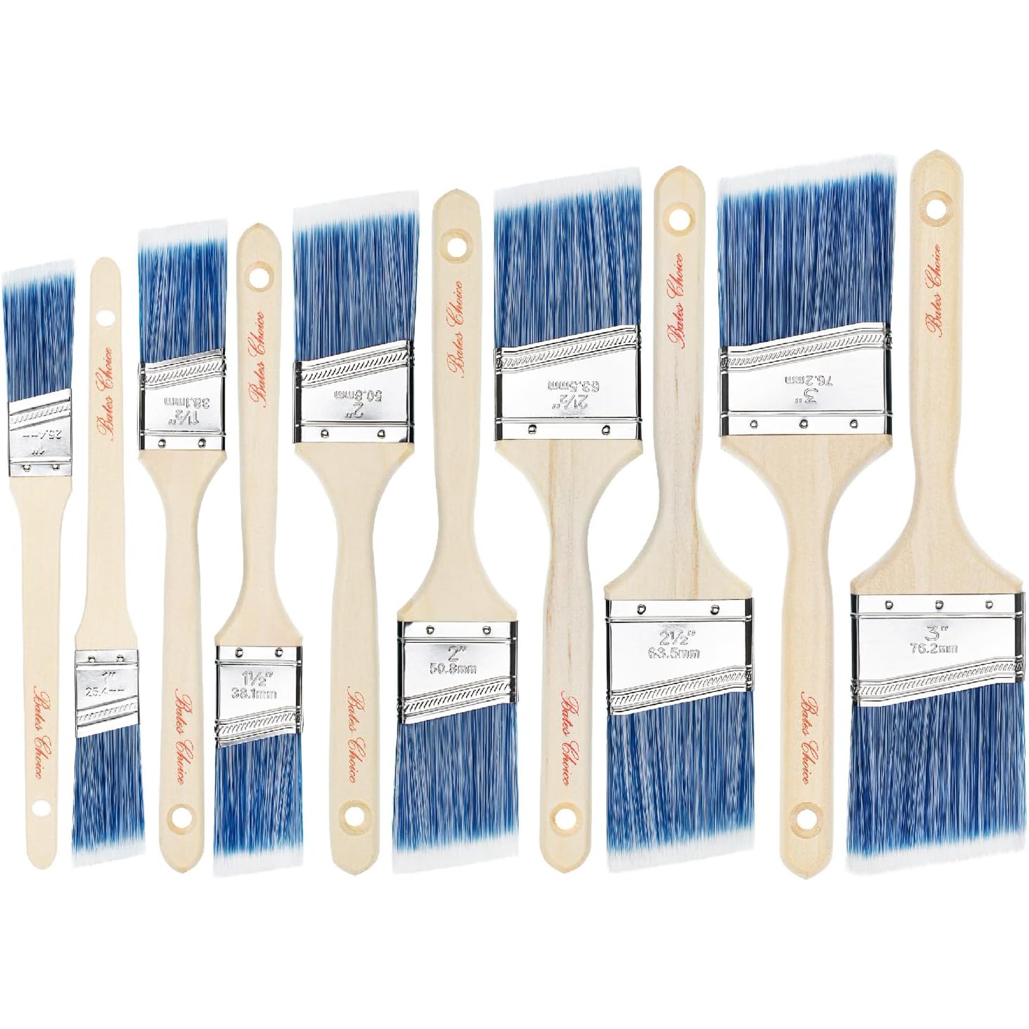Bates 1-Inch Angled Paint Brushes – 6-Pack, Treated Wood Handles, Synthetic Bristles For Trim & Furniture