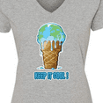 thumbnail image 4 of Inktastic Keep It Cool Melting Earth Ice Cream Cone Women's V-Neck T-Shirt, 4 of 5