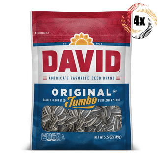 DAVID Seeds Jumbo Sunflower Seeds, 5.25 oz Bag, 12 Count, Roasted