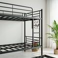 thumbnail image 4 of Twin Bunk Bed with Trundle Metal Bunkbeds with Ladder and Full-Length Guardrail, Noise Free, No Box Spring Needed, Black, 4 of 12