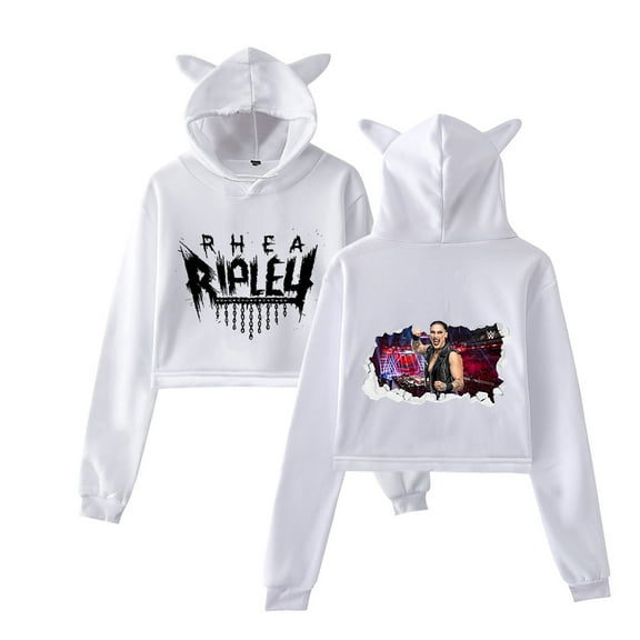 Rhea Ripley Hoodie Cat Ear Fashion Street Trend Women's Short Hoodie Sportswear