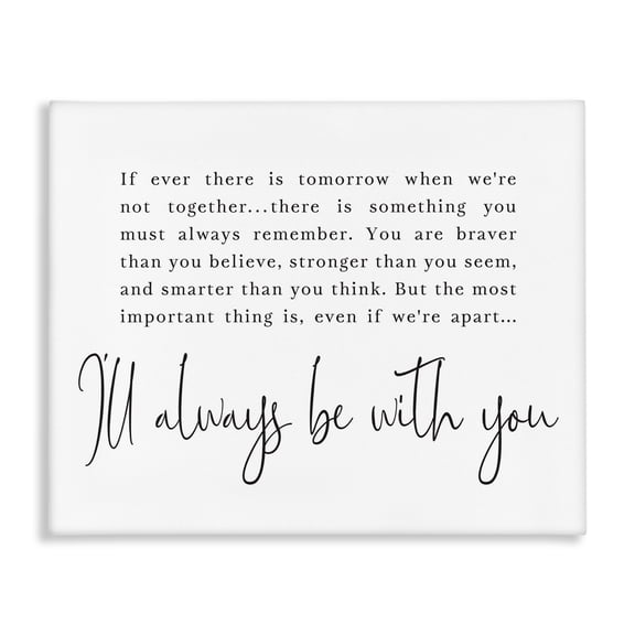 Stupell Industries Farmhouse Always Be With You Family Home Black And White Inspirational Word Design Canvas Art, 20 x 16, by Lettered and Lined