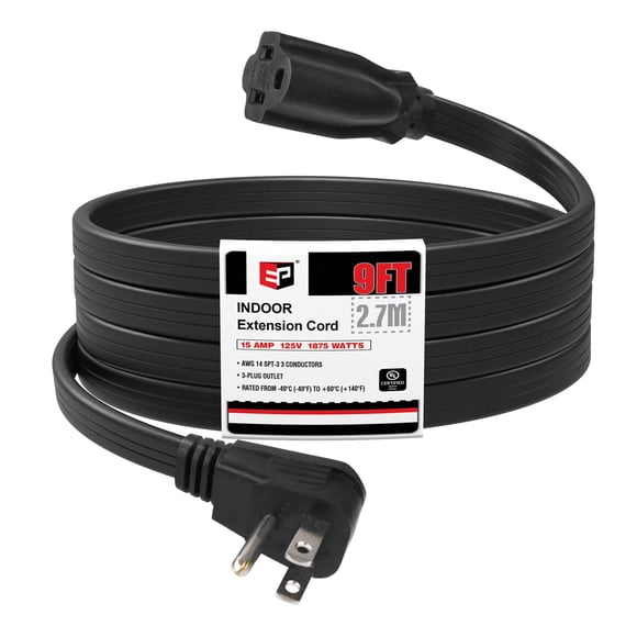 Cable de extensión para electrodomésticos EP, 9 pies, resistente, calibre 14, 3 puntas
