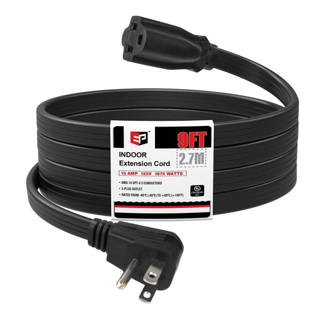 Cable de extensión para electrodomésticos EP, 9 pies, resistente, calibre 14, 3 puntas