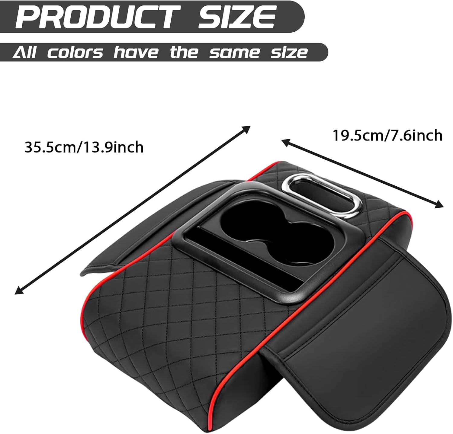 Car interior accessories armrest box with 2 Side Pockets, Cup Holder, Phone Holder, and Tissue Box, Memory Foam Center Console Organizer for Most Sedans and SUVs
