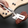 thumbnail image 2 of ABPETE Stainless Steel Grill Clamp, Double-Sided Stainless Steel Grill Clamp Spatula, Double-Sided Anti-Scald Extended Handle Spatula Tong, for Grilling Meat, Fish and Pancakes, Bread, Pizza (2pcs), 2 of 8