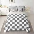 thumbnail image 2 of Manfei Geometric Geometric Checkered Bedding Sets Twin Size,Abstract Geometrical Art Comforter Sets with Sheets,Gray White Bed in a Bag Twin Size,Ultra Soft Room Decoration Reversible,7-Piece, 2 of 7