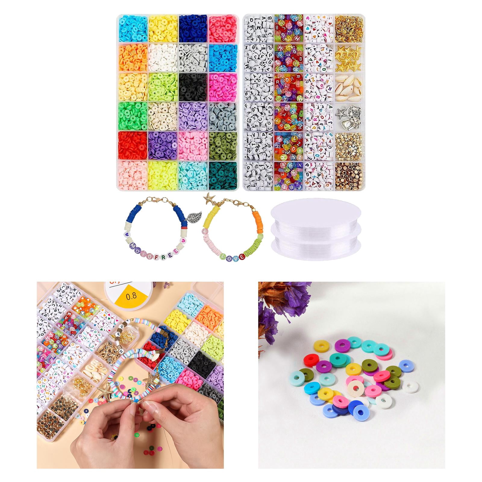 GUOOL Clay Beads Kit- Beads for Jewelry Making - Flat Clay Spacer Beads for Jewelry Finding, Bracelets Necklace Earring crafts Kit (6mm, 7048 Pcs)
